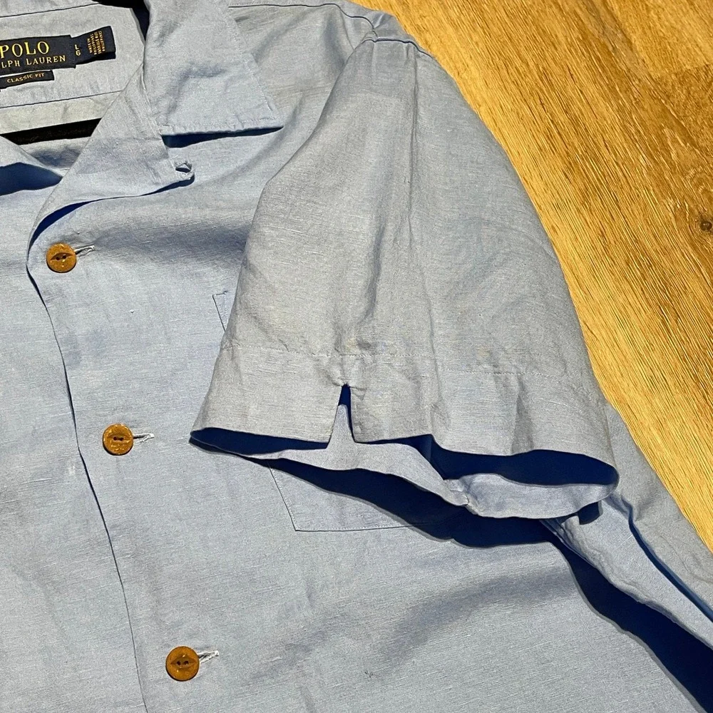 Polo Ralph Lauren Mens Classic Fit Button Up Shirt Blue Short‎ Sleeve Casual